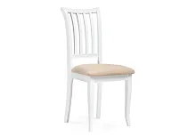 Деревянный стул Фрезино бежевый велюр / белый 515973 Woodville, бежевый/велюр, ножки/массив бука дерево/орех, размеры - ****460*520