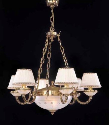 Люстра подвесная  L 4760/6+2 Reccagni Angelo белая на 8 ламп, основание золотое в стиле классический 