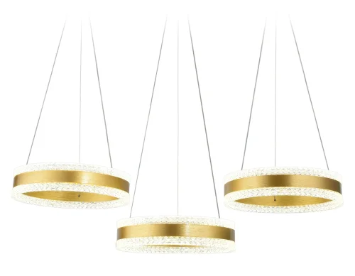 Люстра подвесная LED с пультом FA6208 Ambrella light прозрачная золотая на 1 лампа, основание золотое в стиле современный хай-тек с пультом кольца фото 2
