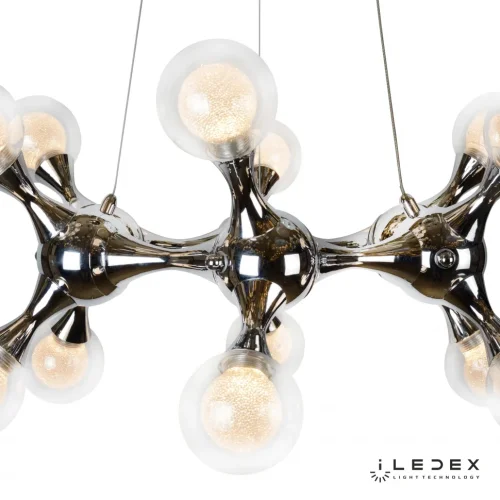 Светильник подвесной LED Blossom C4465-12R CR iLedex прозрачный 1 лампа, основание хром в стиле современный хай-тек молекула шар фото 4