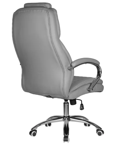 Офисное кресло для руководителей  114B-LMR CHESTER, цвет серый Dobrin, серый/экокожа, ножки/металл/хром, размеры - 1180*1250***680*730 фото 4