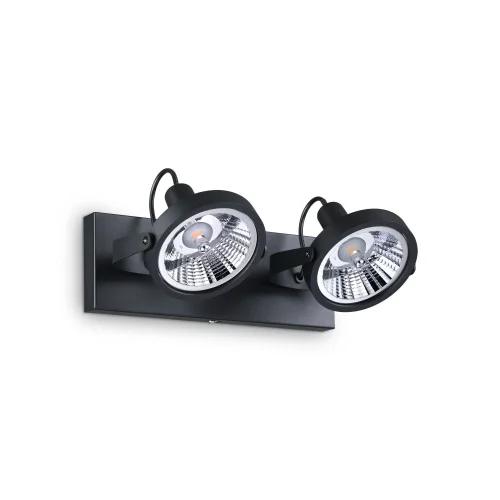 Спот с 2 лампами GLIM PL2 NERO Ideal Lux чёрный GU10 в стиле хай-тек современный 