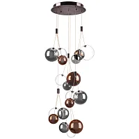 Светильник подвесной LED Sferetta 801189 Lightstar серый разноцветный бордовый 18 ламп, основание коричневое бордовое в стиле минимализм каскад