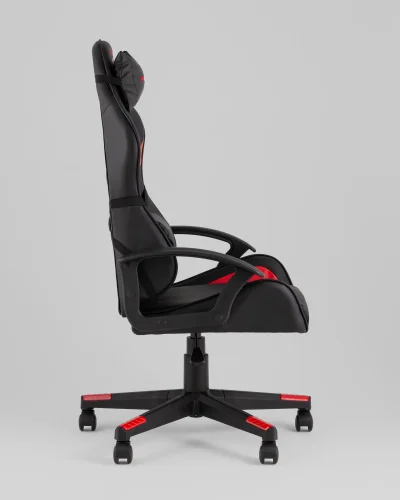 Кресло спортивное TopChairs Warden, черно-красный УТ000039484 Stool Group, чёрный/экокожа, ножки/полимер/чёрный, размеры - 1145*1245***500*470 фото 5