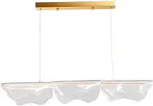 Светильник подвесной LED Конти 488013401 DeMarkt прозрачный на 1 лампу, основание золотое в стиле современный линейный