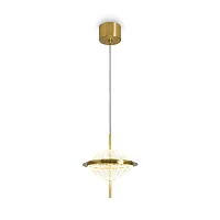 Светильник подвесной LED Whisper FR6184PL-L16BS Freya прозрачный на 1 лампу, основание латунь в стиле хай-тек современный 