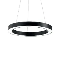 Светильник подвесной LED ORACLE D70 ROUND NERO Ideal Lux чёрный 1 лампа, основание чёрное в стиле современный кольца