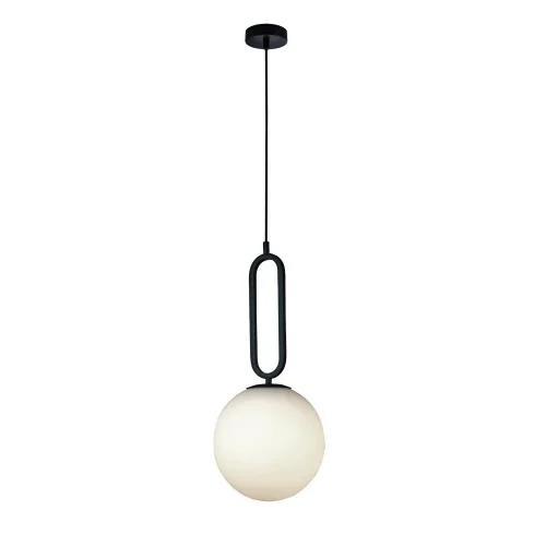 Светильник подвесной 0779PLB-1BK Milosh Tendence белый на 1 лампу, основание чёрное в стиле современный шар Светильник подвесной 0779PLB-1BK Milosh Tendence белый на 1 лампу, основание чёрное в стиле современный шар