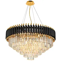 Люстра подвесная DARIAN 76017/12C GOLD BLACK Natali Kovaltseva чёрная прозрачная на 14 ламп, основание чёрное в стиле классический 