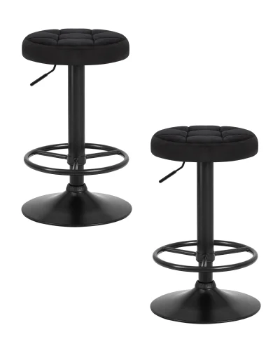 Табурет барный набор 2 шт. SET-2 5008_BlackBase-LM BRUNO BLACK, цвет сиденья черный велюр (MJ9-101), цвет основания черный Dobrin, /велюр, ножки/металл/чёрный, размеры - 610*830***360*360