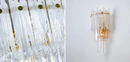 Бра Murano Glass ICE 143830-22 ImperiumLoft белый на 3 лампы, основание золотое в стиле арт-деко современный  фото 3