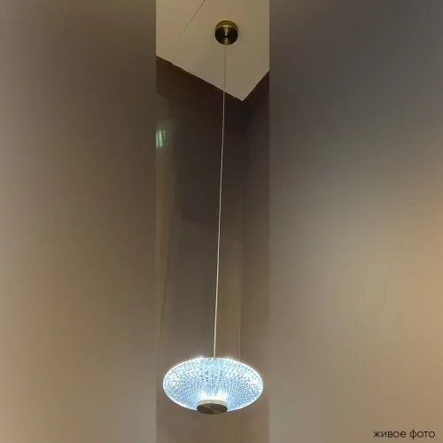 Светильник подвесной CARAZON SP1 BRASS Crystal Lux прозрачный на 1 лампу, основание латунь в стиле современный фото 2