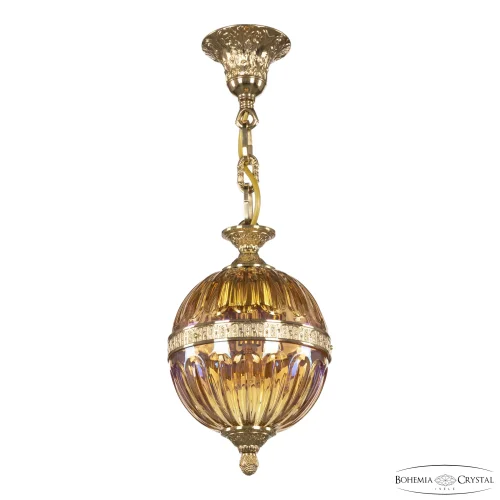 Светильник подвесной 5680/17 G Shampan/M-1H Bohemia Ivele Crystal янтарный 3 лампы, основание золотое в стиле классический  фото 2