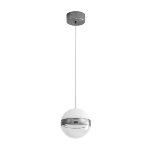 Светильник подвесной LED Roni 5037/9L Odeon Light белый на 1 лампу, основание никель античное бронза в стиле современный шар