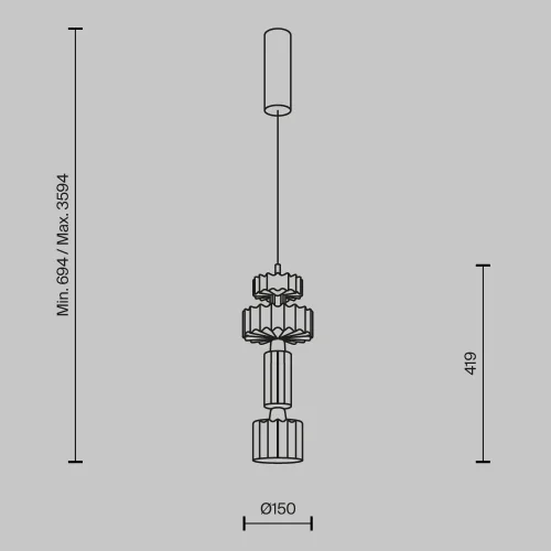 Светильник подвесной LED Level MOD253PL-L18BS3K1 Maytoni янтарный на 1 лампу, основание латунь в стиле современный арт-деко выдувное фото 6