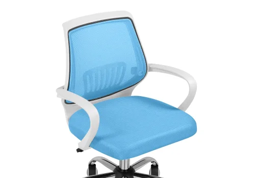 Компьютерное кресло Ergoplus blue / white 15375 Woodville, голубой/ткань, ножки/металл/хром, размеры - *940***610* фото 6