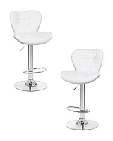 Стул барный набор 2 шт. SET-2 5022-LM BARNY, цвет сиденья белый, цвет основания хром Dobrin, /экокожа, ножки/металл/хром, размеры - 890*1100***460*540