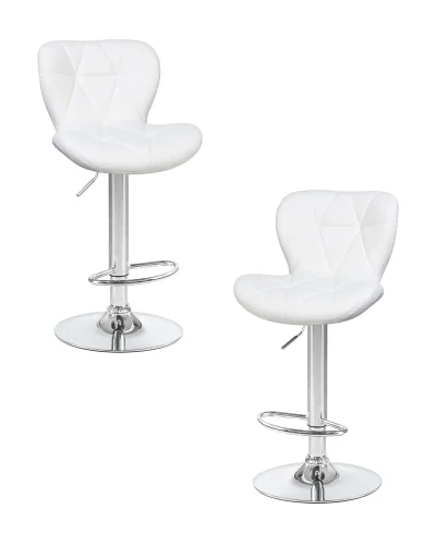 Стул барный набор 2 шт. SET-2 5022-LM BARNY, цвет сиденья белый, цвет основания хром Dobrin, /экокожа, ножки/металл/хром, размеры - 890*1100***460*540
