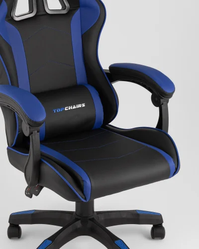 Кресло спортивное TopChairs Shadow, черно-синий УТ000039466 Stool Group, чёрный синий/экокожа, ножки/пластик/чёрный, размеры - *1270**** фото 7
