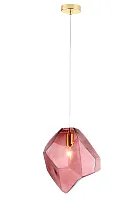 Светильник подвесной NUESTRO SP1 GOLD/PINK Crystal Lux розовый 1 лампа, основание золотое в стиле современный выдувное