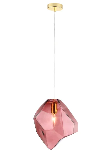 Светильник подвесной NUESTRO SP1 GOLD/PINK Crystal Lux розовый на 1 лампу, основание золотое в стиле современный выдувное