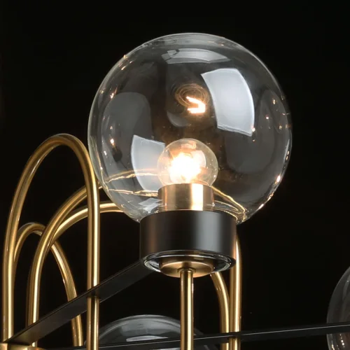 Люстра подвесная Крайс 657012708 DeMarkt прозрачная на 8 ламп, основание латунь чёрное в стиле современный шар фото 7