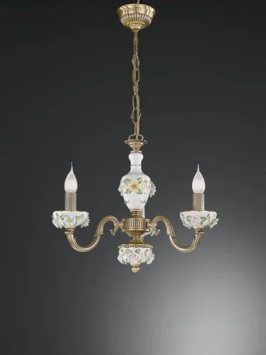 Люстра подвесная  L 9010/3 Reccagni Angelo без плафона на 3 лампы, основание античное бронза белое в стиле классический 