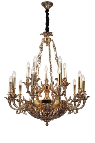 Люстра подвесная FIRENZE 1781.15.3 antique gold Lucia Tucci без плафона на 18 ламп, основание золотое в стиле классический 