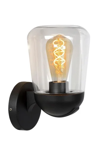 Настенный светильник Tulsa 27837/01/30 Lucide уличный IP44 чёрный 1 лампа, плафон прозрачный в стиле классический E27