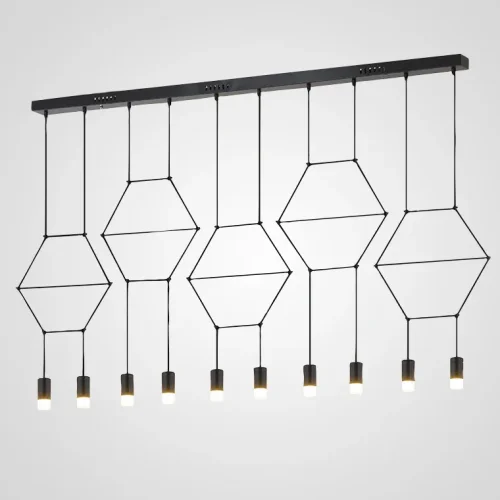 Светильник подвесной Vibia Wireflow Lineal Pendant Light 0331 74888-22 ImperiumLoft чёрный на 10 ламп, основание чёрное в стиле лофт современный 