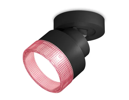 Светильник накладной XM8102042 Ambrella light розовый 1 лампа, основание чёрное в стиле хай-тек круглый