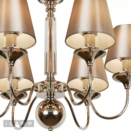 Люстра подвесная Rolling P2406-6 Nickel iLamp коричневая на 6 ламп, основание никель в стиле классический современный фото 4 Люстра подвесная Rolling P2406-6 Nickel iLamp коричневая на 6 ламп, основание никель в стиле классический современный фото 4