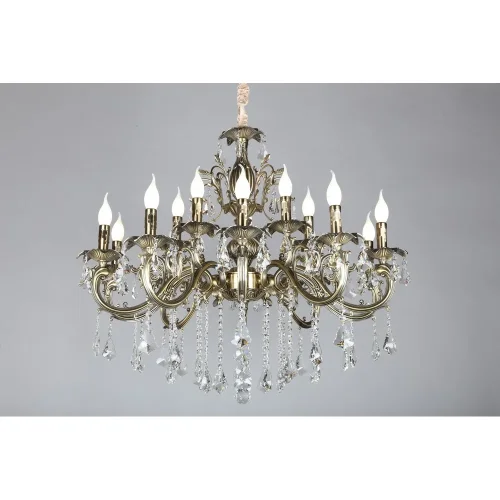 Люстра подвесная Catanzaro OML-30813-15 Omnilux бежевая на 15 ламп, основание бронзовое в стиле классический фото 3