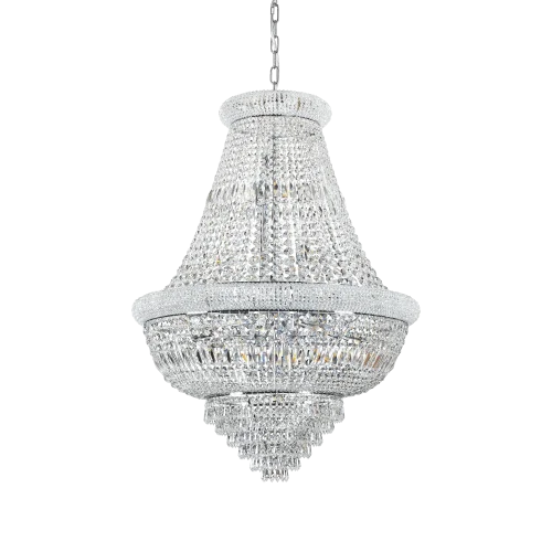 Люстра подвесная DUBAI SP24 CROMO Ideal Lux прозрачная на 24 лампы, основание хром в стиле современный 