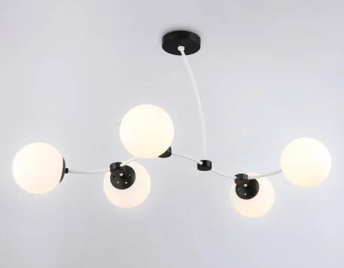 Люстра потолочная TR2546 Ambrella light белая на 5 ламп, основание чёрное в стиле современный  фото 4