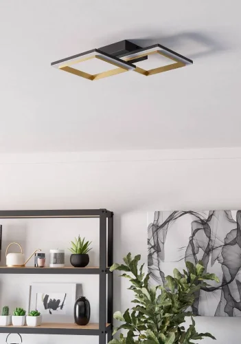 Светильник потолочный LED Calliera 901225 Eglo чёрный матовый латунь на 1 лампу, основание чёрное матовое латунь в стиле современный хай-тек фото 5