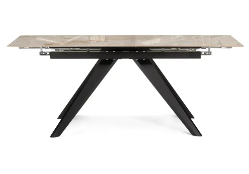 Керамический стол Морсби 140(200)х80х80 butterfly onyx beige / черный 588049 Woodville столешница бежевая из керамика фото 7