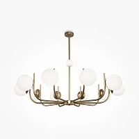 Люстра на штанге Rendez-vous MOD109PL-10BS Maytoni белая на 10 ламп, основание латунь в стиле современный шар