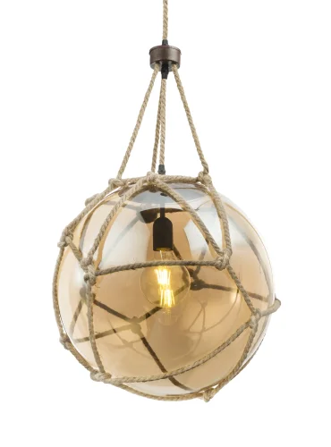 Светильник подвесной лофт Tiko 15859H2 Globo прозрачный коричневый 1 лампа, основание коричневое в стиле лофт шар фото 2