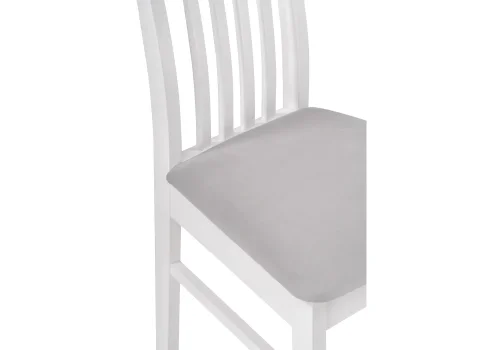 Деревянный стул Рейнир серый / белый 528938 Woodville, серый/велюр, ножки/массив березы дерево/белый, размеры - ****450*500 фото 6