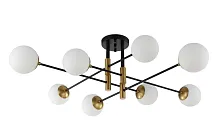 Люстра потолочная FIDEL PL8 BLACK Crystal Lux белая на 8 ламп, основание чёрное бронзовое в стиле модерн шар
