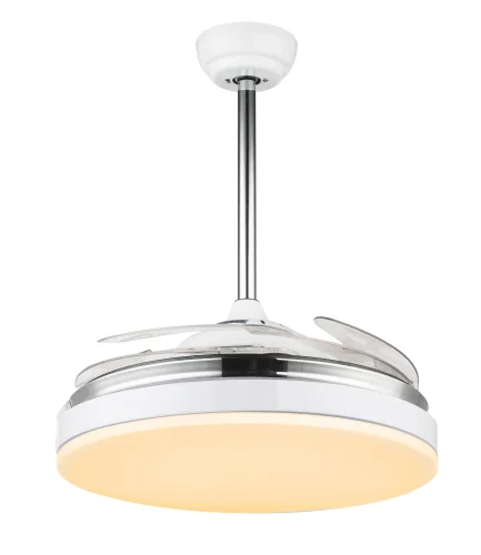 Люстра c вентилятором LED Cabrera 0351G Globo белая прозрачная на 1 лампа, основание белое в стиле современный  фото 2