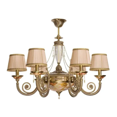 Люстра подвесная Bibione Abazur BIB-ZW-6(P/A)A Kutek бежевая на 8 ламп, основание бронзовое в стиле классический 