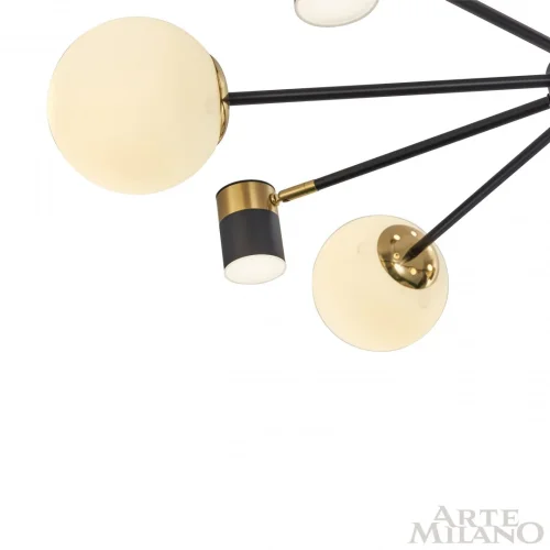 Люстра потолочная LED Ferrara-71040 274802/10 BK/GD Arte Milano белая на 10 ламп, основание чёрное в стиле современный фото 7