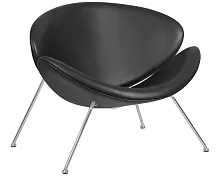 Кресло дизайнерское 72-LMO EMILY, цвет сиденья черный (YP16), цвет основания хромированная сталь Dobrin, чёрный/винил, ножки/металл/хром, размеры - ****810*780