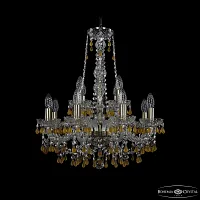 Люстра подвесная 1410/8+4/195/h-63 Pa V1003 Bohemia Ivele Crystal без плафона на 12 ламп, основание бронзовое в стиле классический виноград