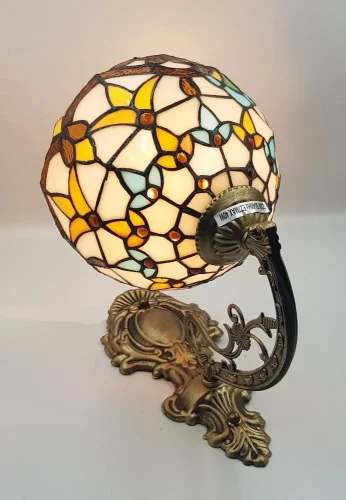Бра Тиффани 830-801-01 Velante разноцветный на 1 лампа, основание коричневое бронзовое в стиле тиффани орнамент цветы фото 3