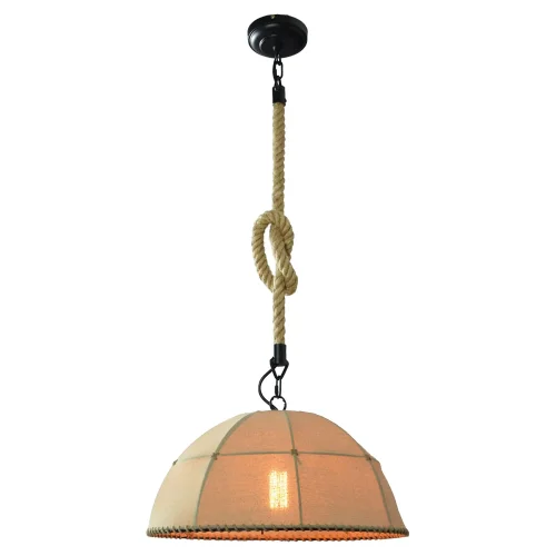 Светильник подвесной лофт Hempstead GRLSP-9667 Lussole бежевый 1 лампа, основание чёрное в стиле лофт  фото 2