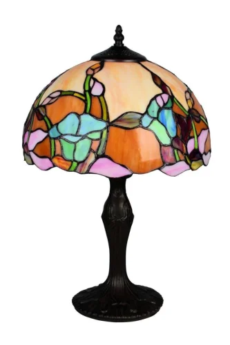 Настольная лампа Belmonte OML-80904-01 Omnilux разноцветная 1 лампа, основание античное бронза металл в стиле тиффани цветы