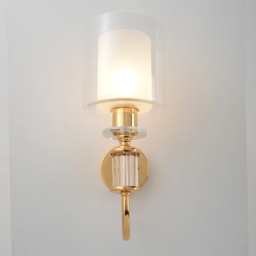 Бра ELENA AP1 GOLD Crystal Lux прозрачный белый на 1 лампу, основание золотое прозрачное в стиле современный фото 4